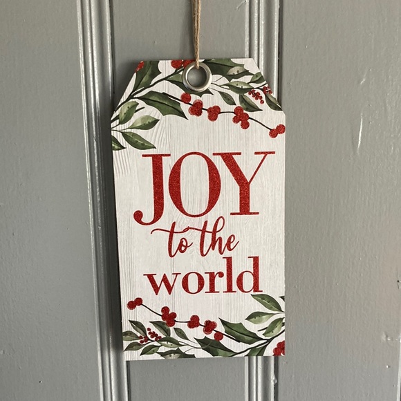 NWT Beautiful Glittered Joy To The World Wooden Holiday Gift Tag Decoration Sign - Picture 7 of 11